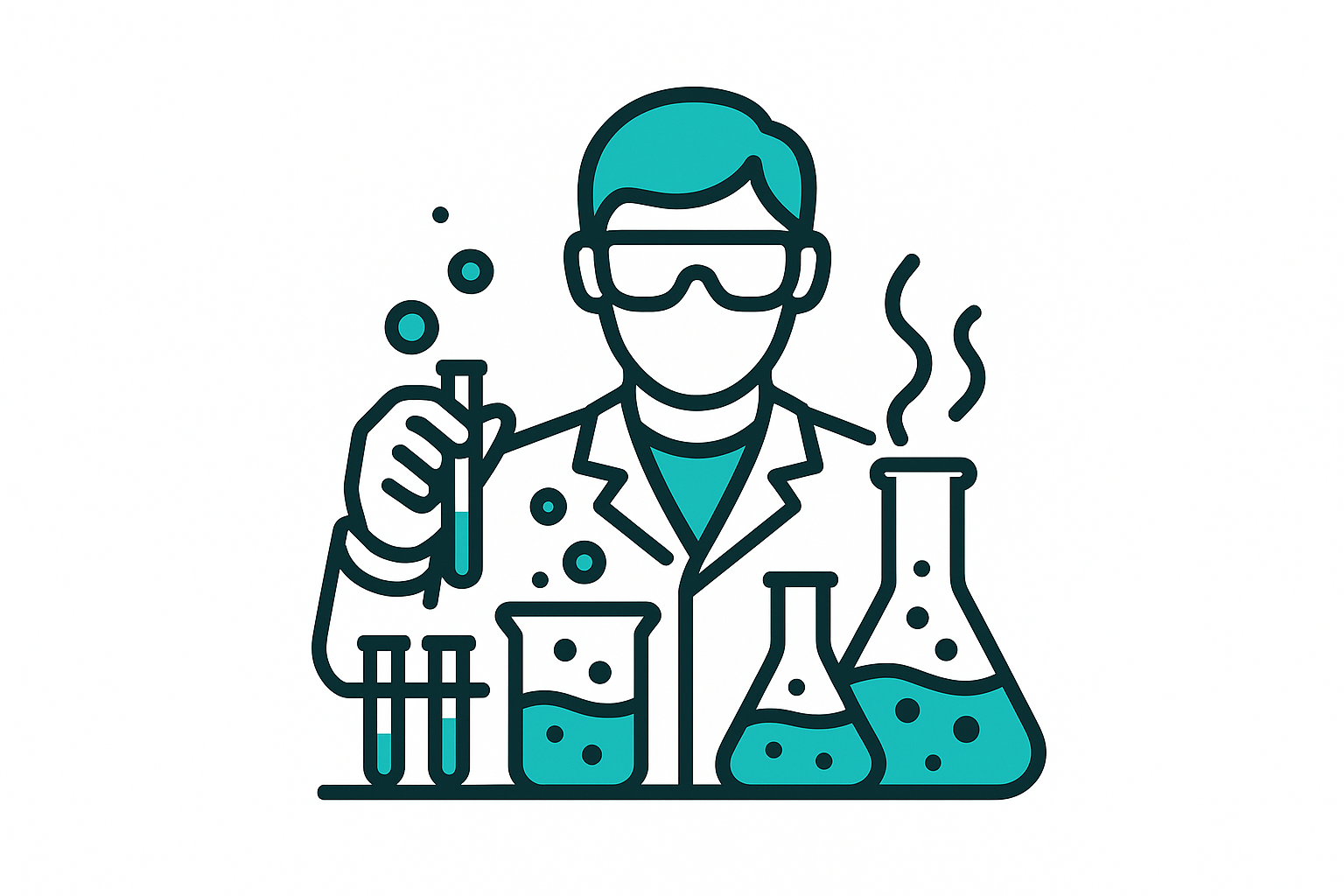 create a icon of chemist experimenting with chemical(#00BCB4)